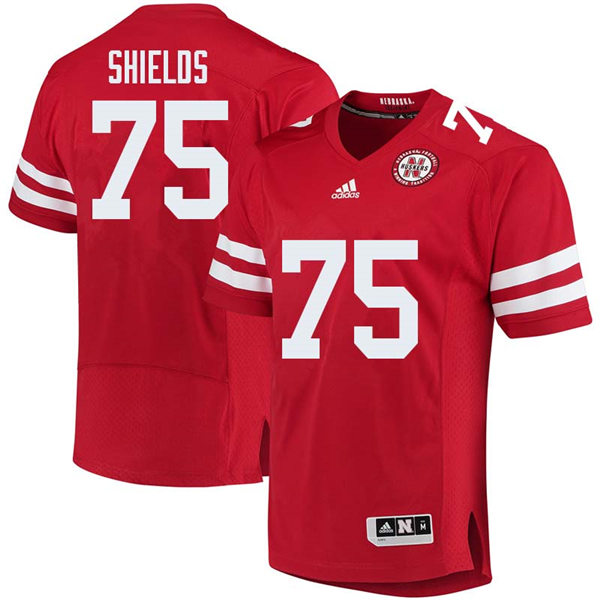 Mens Nebraska Cornhuskers #75 Will Shields adidas Home Scarlet College Football Game Jersey