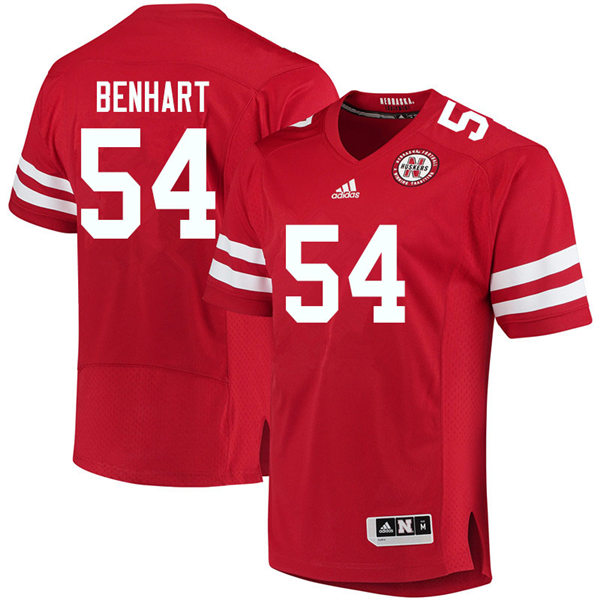 Mens Nebraska Cornhuskers #54 Bryce Benhart adidas Home Scarlet College Football Game Jersey