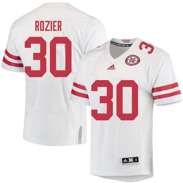 Mens Nebraska Huskers  #30 MIKE ROZIER adidas Awasy White College Football Game Jersey
