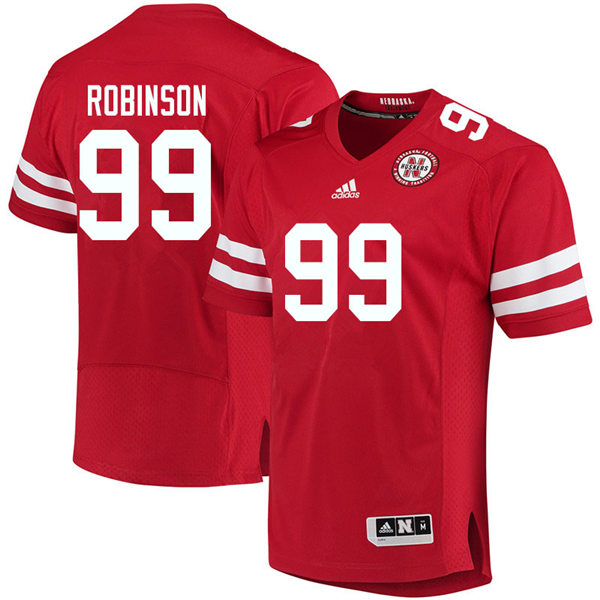Mens Nebraska Huskers #99 Ty Robinson adidas Home Scarlet College Football Game Jersey
