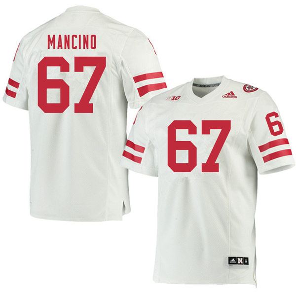 Mens Nebraska Huskers #67 Joey Mancino adidas Awasy White College Football Game Jersey