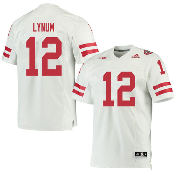 Mens Nebraska Cornhuskers #12 Tamon Lynum  adidas Awasy White College Football Game Jersey