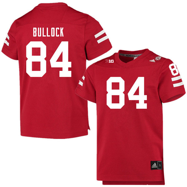 Mens Nebraska Cornhuskers #84 Alex Bullock  adidas Home Scarlet College Football Game Jersey