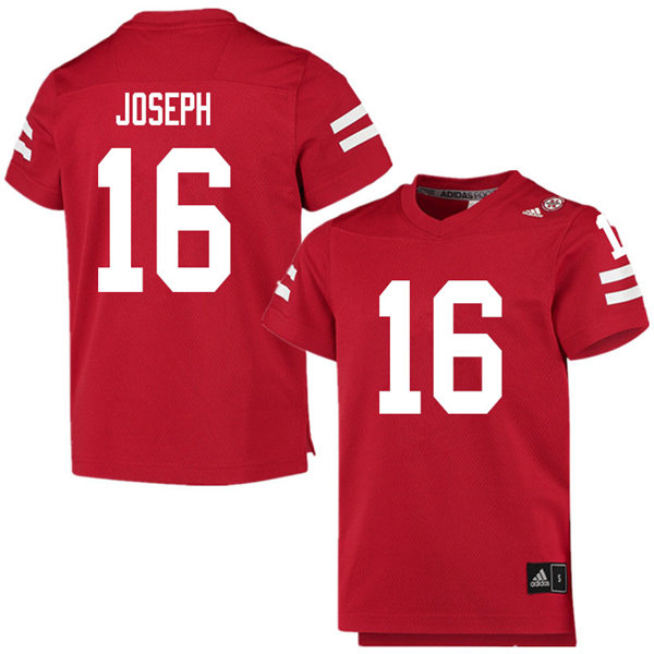 Mens Nebraska Huskers #16 Nadab Joseph adidas Home Scarlet College Football Game Jersey