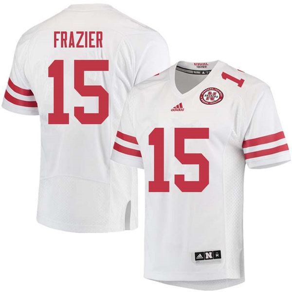 Mens Nebraska Cornhuskers #15 Tommie Frazier adidas Awasy White College Football Game Jersey