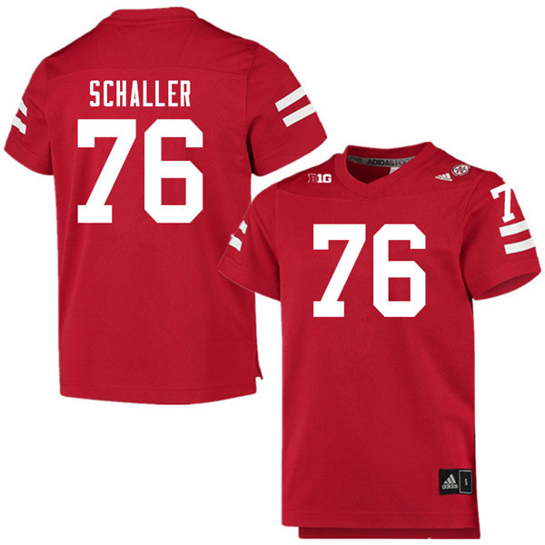Mens Nebraska Huskers#76 Beau Schaller adidas Home Scarlet College Football Game Jersey