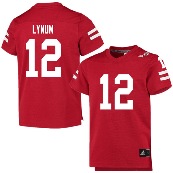 Mens Nebraska Huskers #12 Tamon Lynum  adidas Home Scarlet College Football Game Jersey