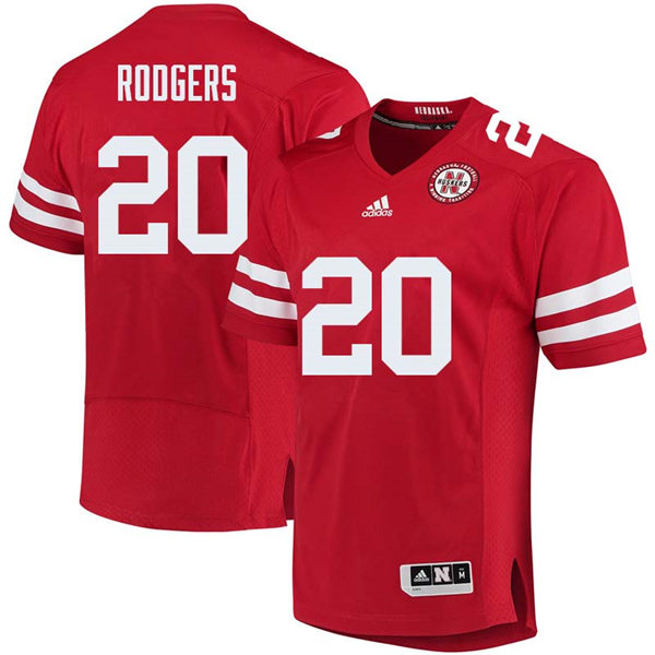 Mens Nebraska Cornhuskers #20 Johnny Rodgers adidas Home Scarlet College Football Game Jersey