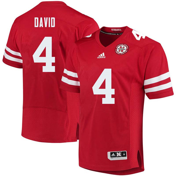 Mens Nebraska Cornhuskers #4 LaVonte David adidas Home Scarlet College Football Game Jersey