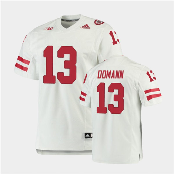 Mens Nebraska Huskers #13 JoJo Domann adidas Awasy White College Football Game Jersey