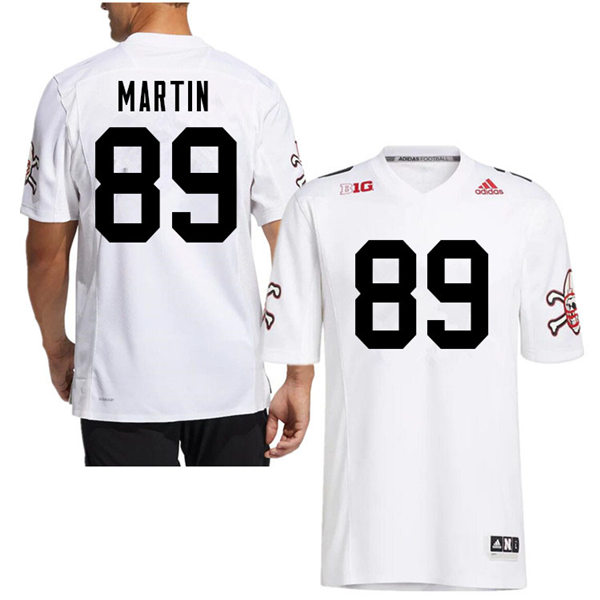 Mens Nebraska Huskers #89 Oliver Martin adidas White Strategy Blackshirts Football Jersey