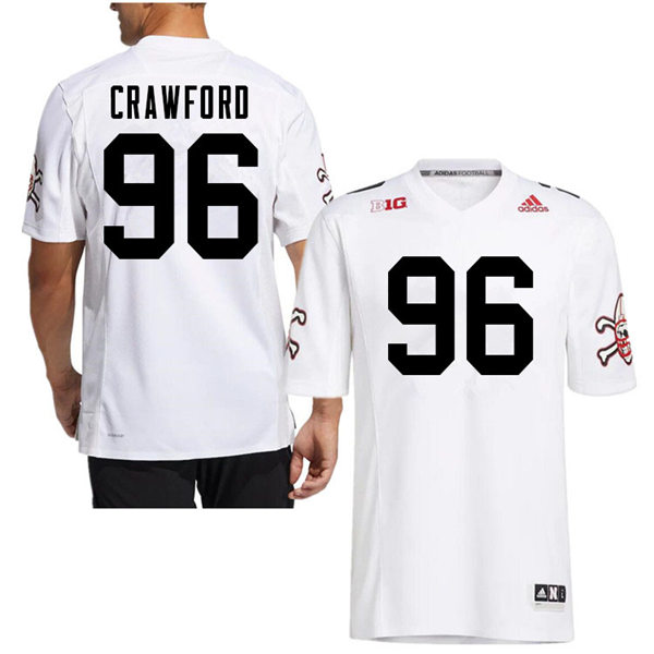 Mens Nebraska Huskers #96 Tyler Crawford adidas White Strategy Blackshirts Football Jersey