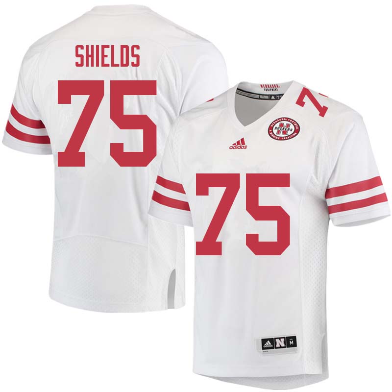 Mens Nebraska Huskers #75 Will Shields adidas Awasy White College Football Game Jersey