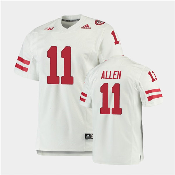 Mens Nebraska Huskers #11 Austin Allen adidas Awasy White College Football Game Jersey