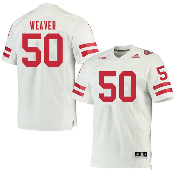 Mens Nebraska Huskers #50 Sam Hoskinson adidas Awasy White College Football Game Jersey