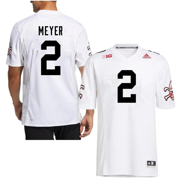 Mens Nebraska Huskers #2 Kelen Meyer adidas White Strategy Blackshirts Football Jersey