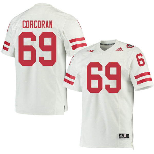 Mens Nebraska Cornhuskers #69 Turner Corcoran  
adidas Awasy White College Football Game Jersey