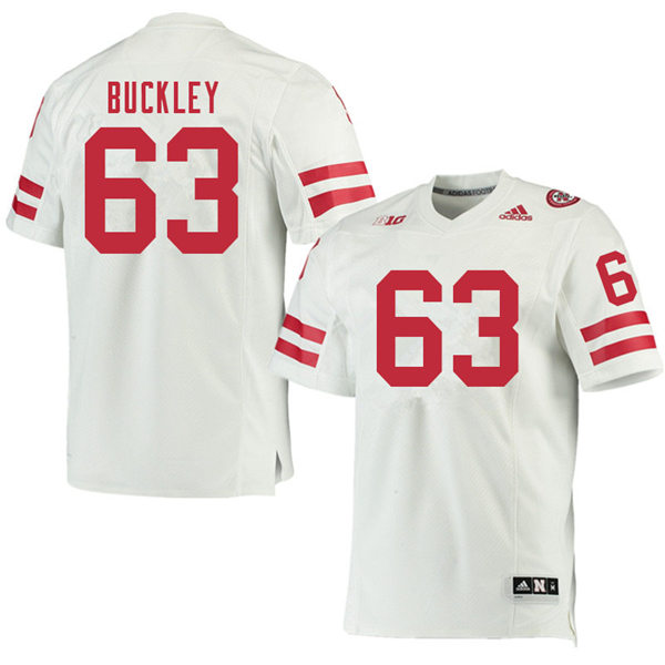 Mens Nebraska Cornhuskers #63 Ru'Quan Buckley adidas Awasy White College Football Game Jersey