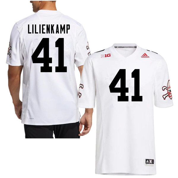 Mens Nebraska Huskers #41 Christian Lilienkamp adidas White Strategy Blackshirts Football Jersey