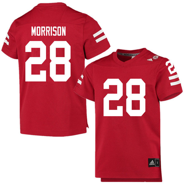 Mens Nebraska Cornhuskers #28 Sevion Morrison adidas Home Scarlet College Football Game Jersey