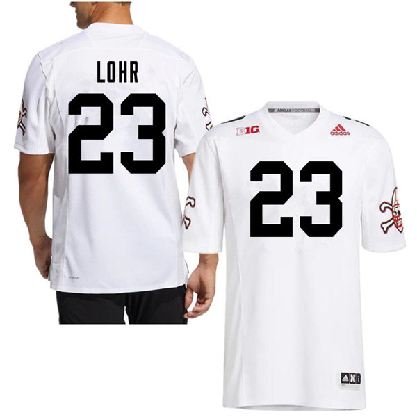 Mens Nebraska Huskers #23 Grant Lohr adidas White Strategy Blackshirts Football Jersey
