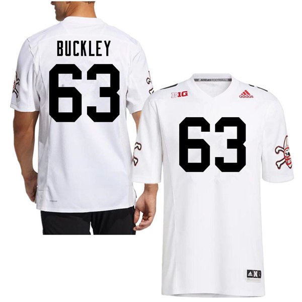 Mens Nebraska Cornhuskers #63 Ru'Quan Buckley adidas White Strategy Blackshirts Football Jersey