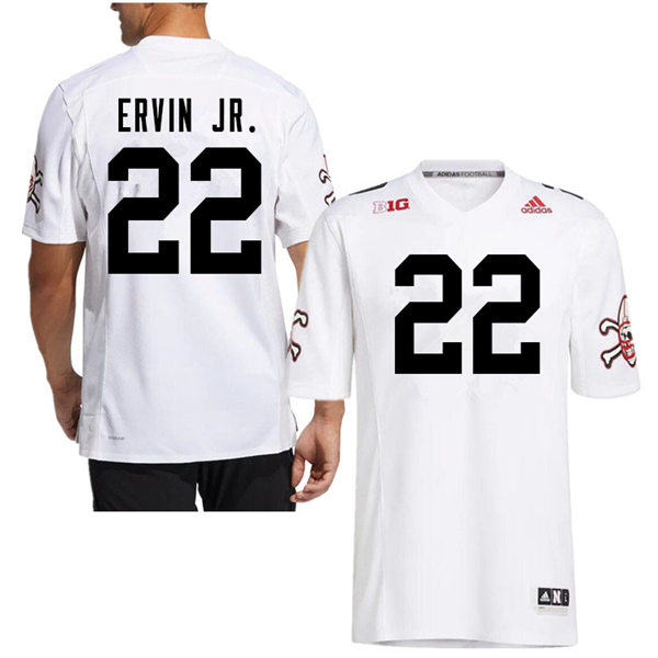 Mens Nebraska Huskers #22 Gabe Ervin Jr. adidas White Strategy Blackshirts Football Jersey