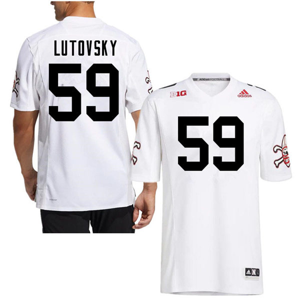 Mens Nebraska Cornhuskers #59 Henry Lutovsky adidas White Strategy Blackshirts Football Jersey