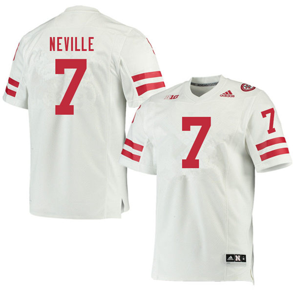 Mens Nebraska Cornhuskers #7 Latrell Neville adidas Awasy White College Football Game Jersey