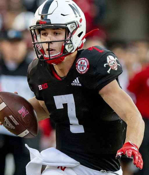 Mens Nebraska Cornhuskers #7 Luke McCaffrey adidas Black Blackshirts Alternate Football Jersey