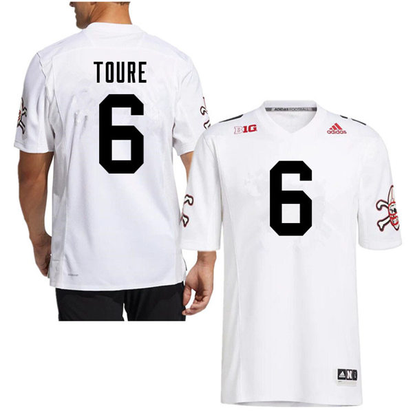 Mens Nebraska Huskers #6 Samori Toure adidas White Strategy Blackshirts Football Jersey