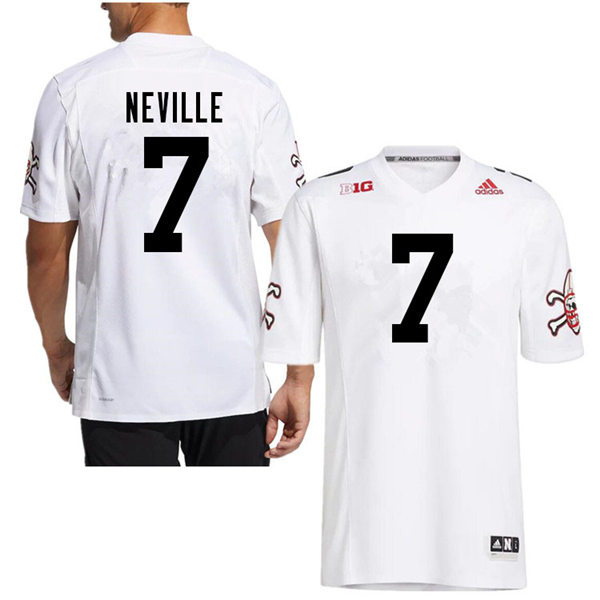 Mens Nebraska Cornhuskers #7 Latrell Neville adidas White Strategy Blackshirts Football Jersey