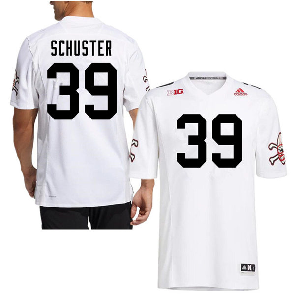 Mens Nebraska Huskers #39 Matthew Schuster adidas White Strategy Blackshirts Football Jersey