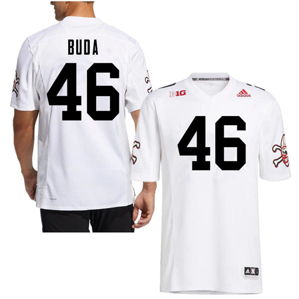 Mens Nebraska Huskers #46 Grant Buda adidas White Strategy Blackshirts Football Jersey