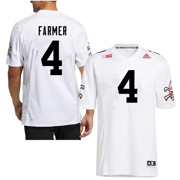 Mens Nebraska Huskers #4 Myles Farmer adidas White Strategy Blackshirts Football Jersey