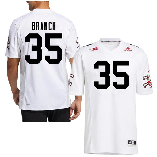Mens Nebraska Huskers #35 Derek Branch adidas White Strategy Blackshirts Football Jersey