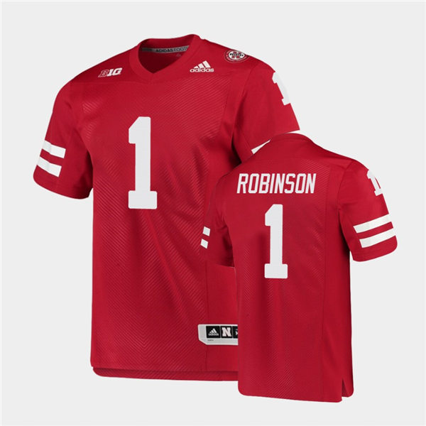 Mens Nebraska Cornhuskers #1 Wan'Dale Robinson adidas Home Scarlet College Football Game Jersey