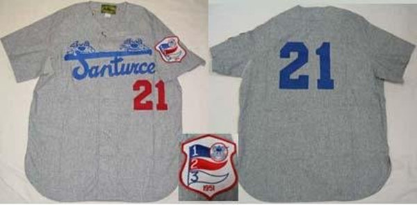 Mens Cangrejeros de Santurce #21 Roberto Clemente 1954 Grey Wool Vintage baseball Jersey