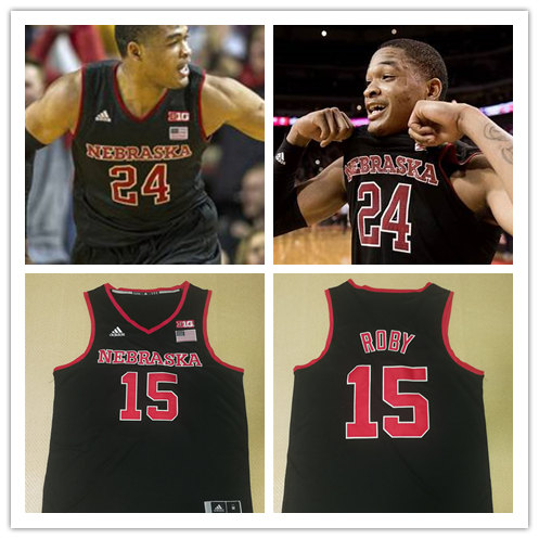 Mens Nebraska Huskers Custom 2012--19 Black Adidas College Basketball Game Jersey 