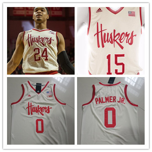 Mens Nebraska Huskers Custom  2019 Cream With Red Neck Adidas College Basketball Jersey