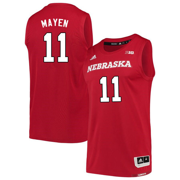 Mens Nebraska Huskers #11 Lat Mayen 2020 Scarlet Adidas College Basketball Swingman Jersey
