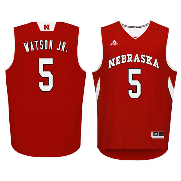 Mens Nebraska Huskers #5 Glynn Watson Jr. 2012-18 Scarlet Adidas College Basketball Jersey