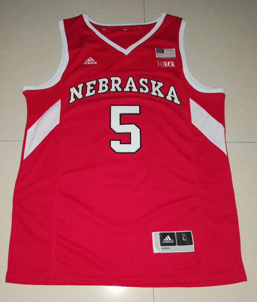 Mens Nebraska Huskers #5 Bryce McGowens 2012-18 Scarlet Adidas College Basketball Jersey
