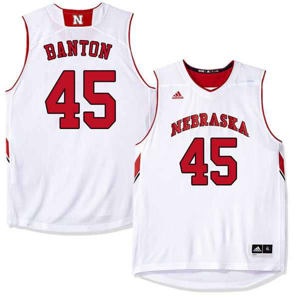 Mens Nebraska Huskers #45 Dalano Banton 2012-18 White Adidas College Basketball Jersey