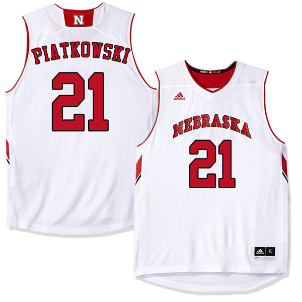 Mens Nebraska Huskers #21 Jace Piatkowski 2012-18 White Adidas College Basketball Jersey