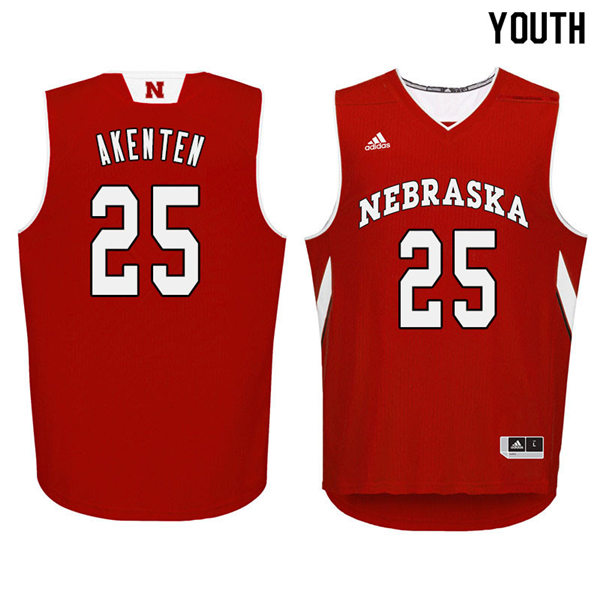 Youth Nebraska Huskers #25 Nana Akenten 2012-18 Scarlet Adidas College Basketball Jersey