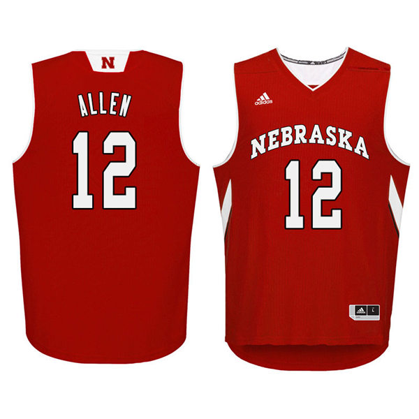 Mens Nebraska Huskers #12 Thomas Allen 2012-18 Scarlet Adidas College Basketball Jersey