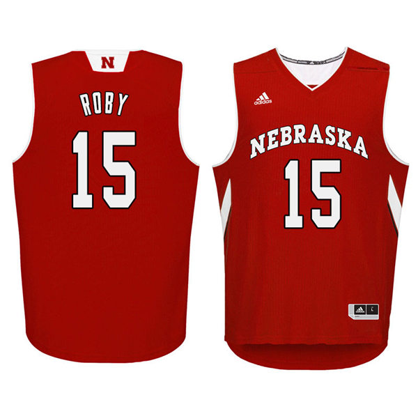 Mens Nebraska Huskers #15 Isaiah Roby 2012-18 Scarlet Adidas College Basketball Jersey