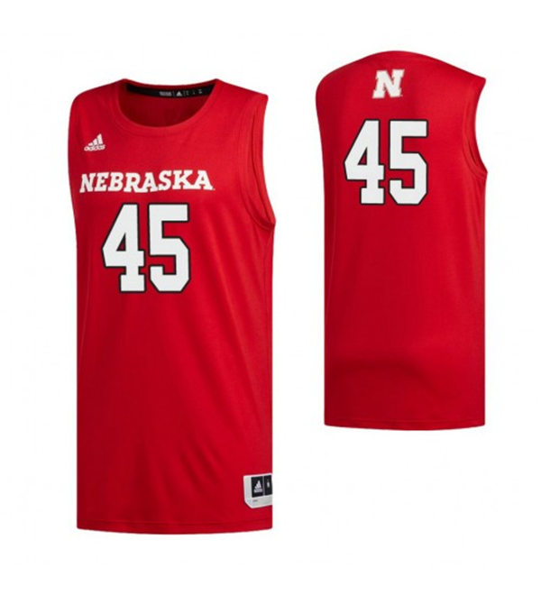Mens Nebraska Huskers #45 Dalano Banton  2020 Scarlet Adidas College Basketball Game Jersey
