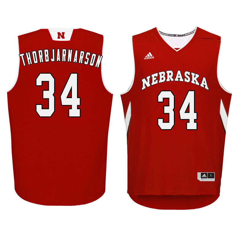 Mens Nebraska Huskers #34 Thorir Thorbjarnarson 2012-18 Scarlet Adidas College Basketball Jersey
